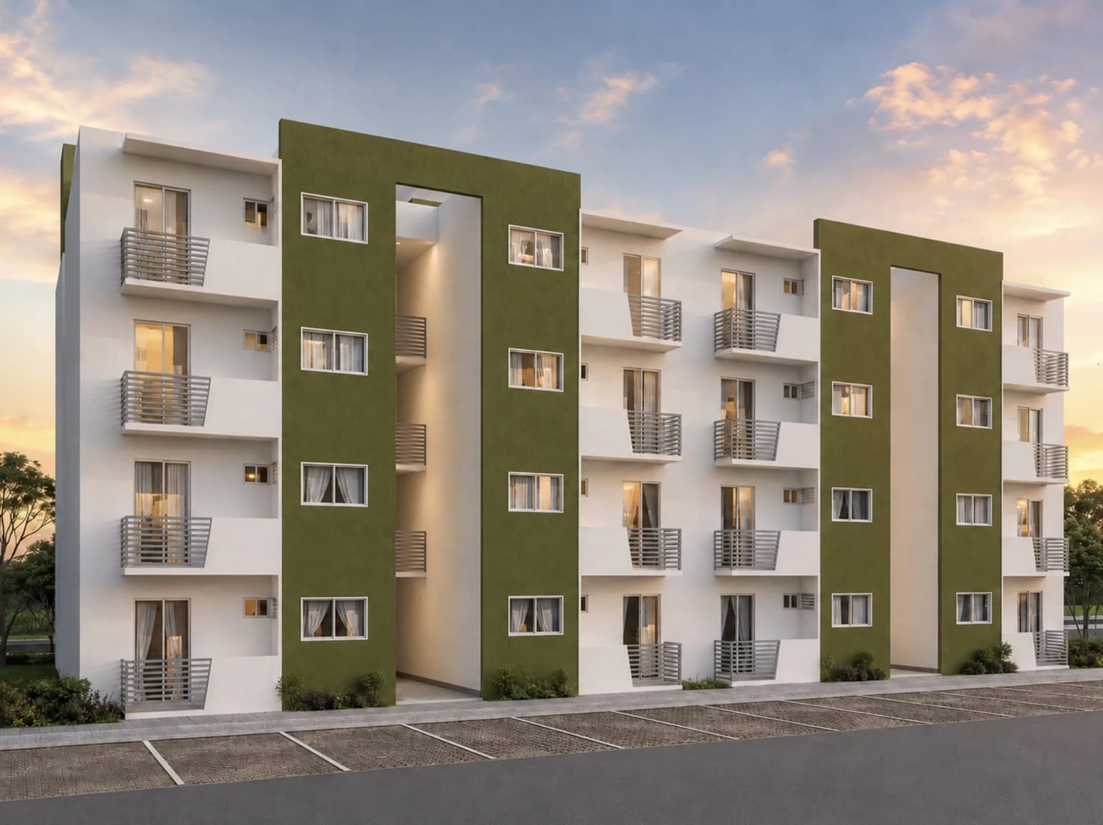 Fachada del edificio de departamentos Balché en Vía Jaén